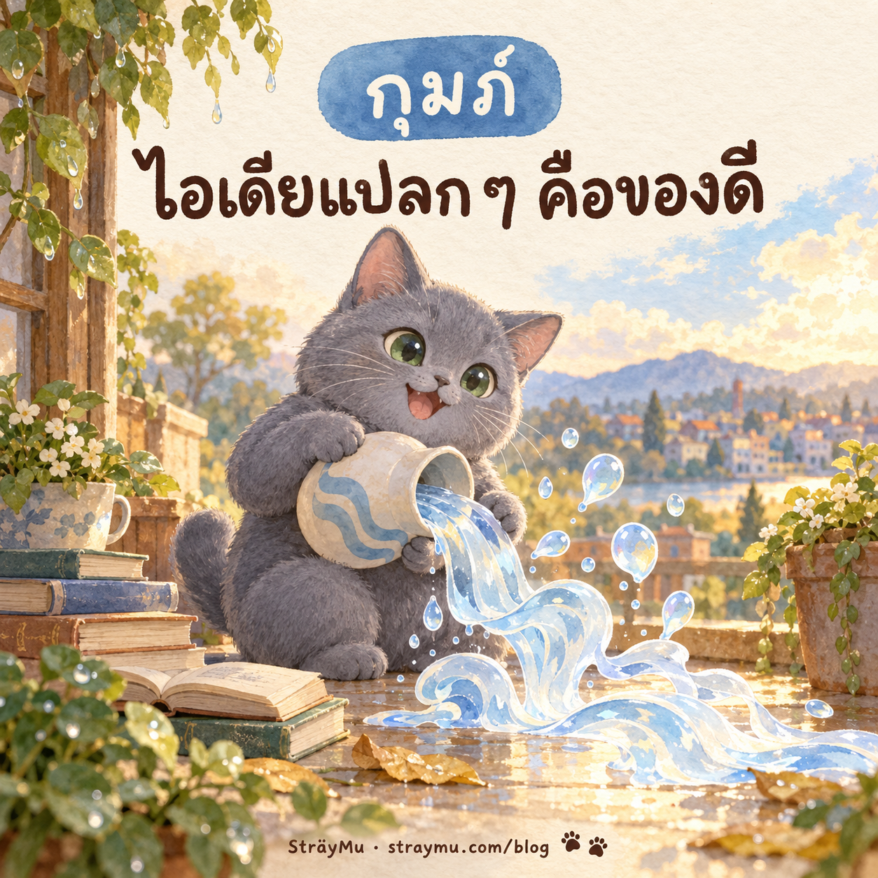 กุมภ์ (20 ม.ค. – 18 ก.พ.) — น้องแมวรัสเซียนบลูเหยือกน้ำ